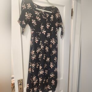 Olivaceous Floral Black Dress